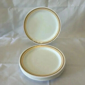 7 - Corelle Almond Yellow Bands Salad Plates